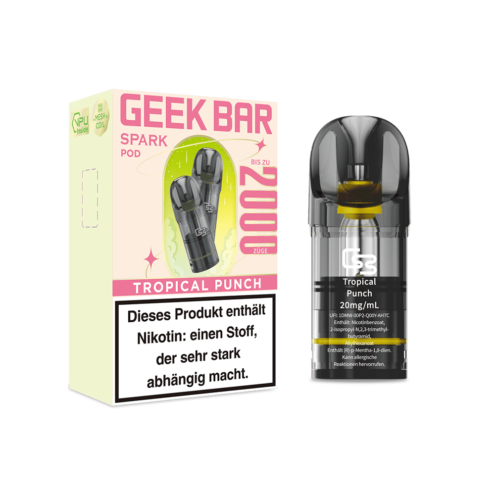 2x Geek Bar Spark Pod - Tropical Punch - 20mg Nikotinsalz 2ml
