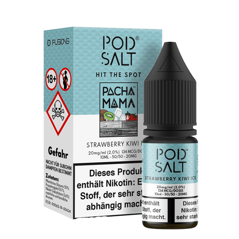 Pod Salt Fusion - Strawberry Kiwi Ice - 10ml Liquid 20mg Nikotinsalz