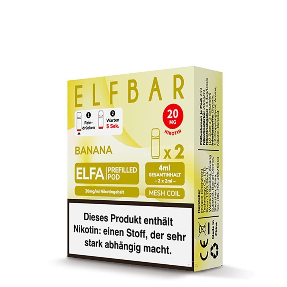 2x Elfbar Elfa Einweg Pod - Banana - 20mg Nikotinsalz 2ml