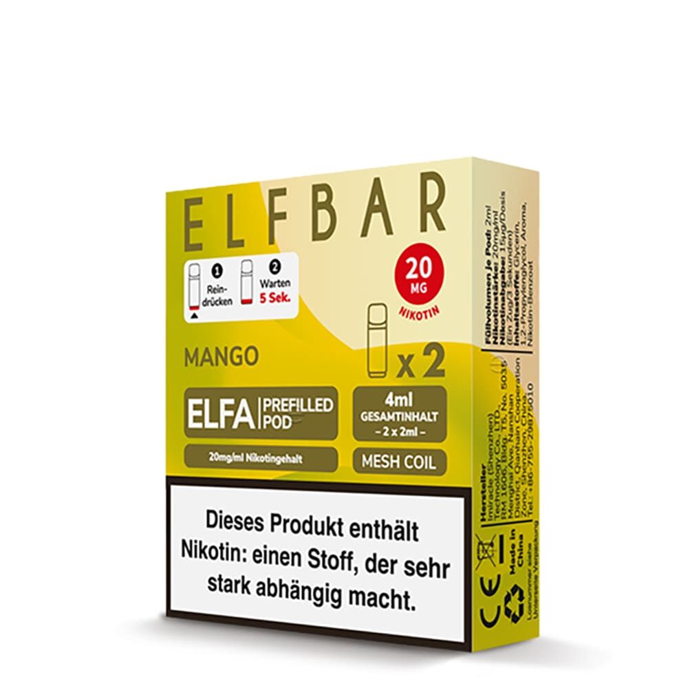 2x Elfbar Elfa Einweg Pod - Mango - 20mg Nikotinsalz 2ml