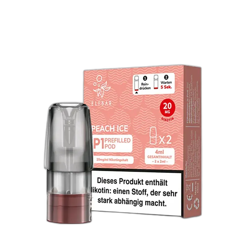 2x Elfbar Mate 500 Einweg P1 Pod - Peach Ice - 20mg Nikotinsalz 2ml