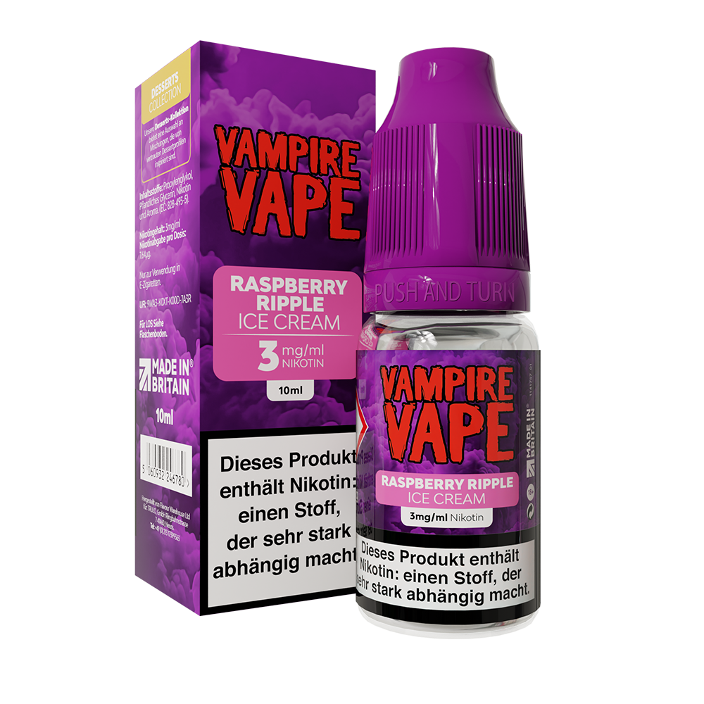 Vampire Vape Raspberry Ripple Ice Cream Liquid 10ml 3mg Vampire Vape Raspberry Ripple Ice Cream Liquid 10ml 3mg