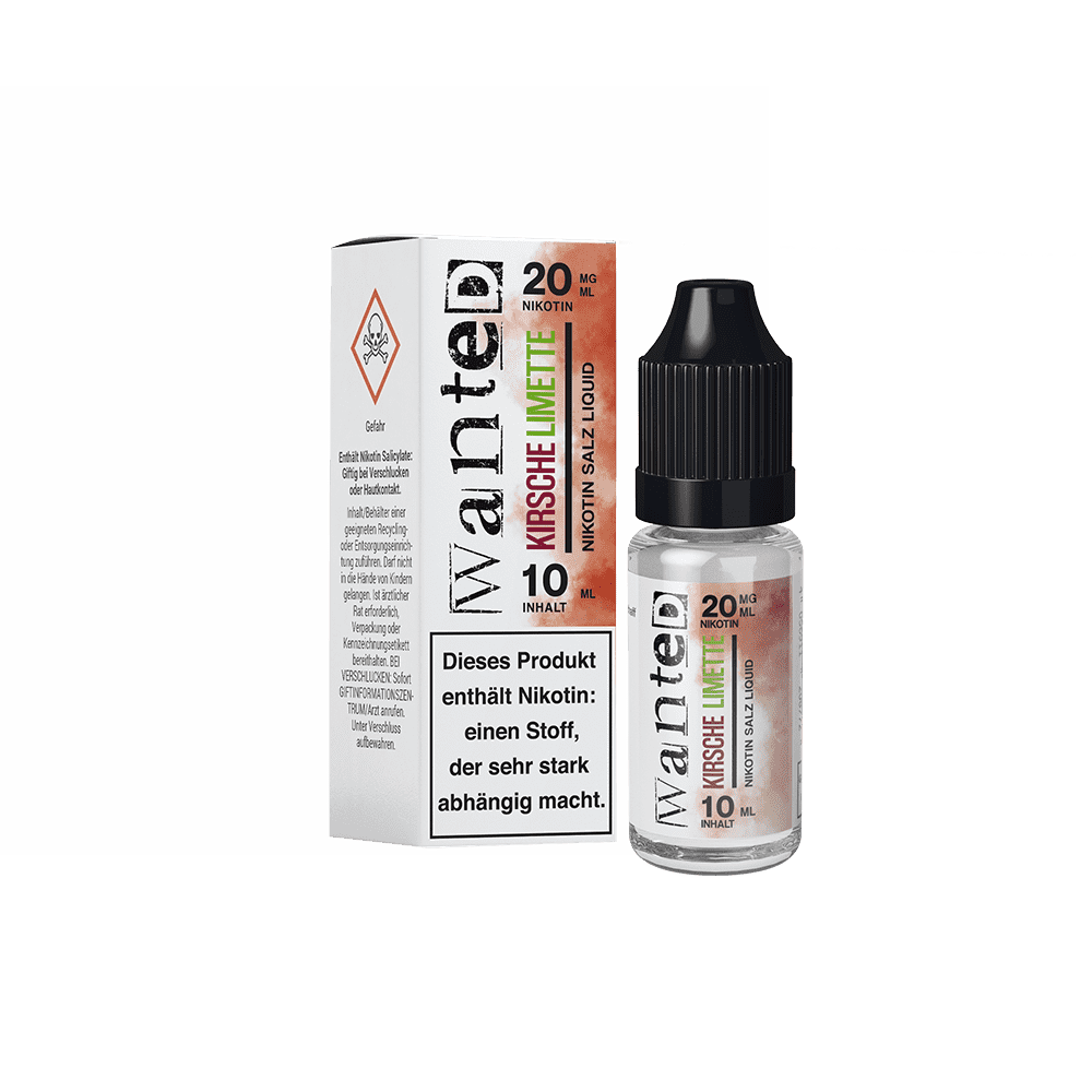 Wanted Nikotinsalz - Kirsche Limette - Overdosed 10ml Liquid 20mg Wanted Nikotinsalz - Kirsche Limette - Overdosed 10ml Liquid 20mg