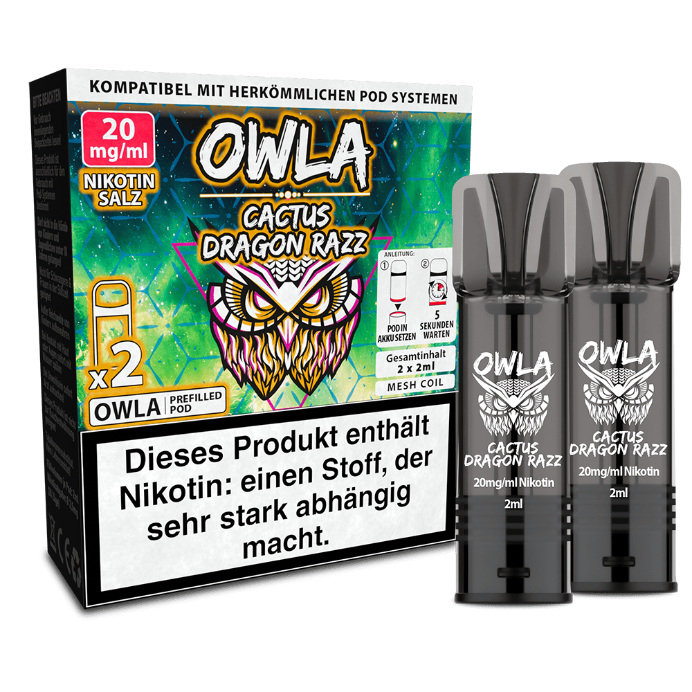 2x OWLA Einweg Pod - Cactus Dragon Razz - 20mg Nikotinsalz 2ml