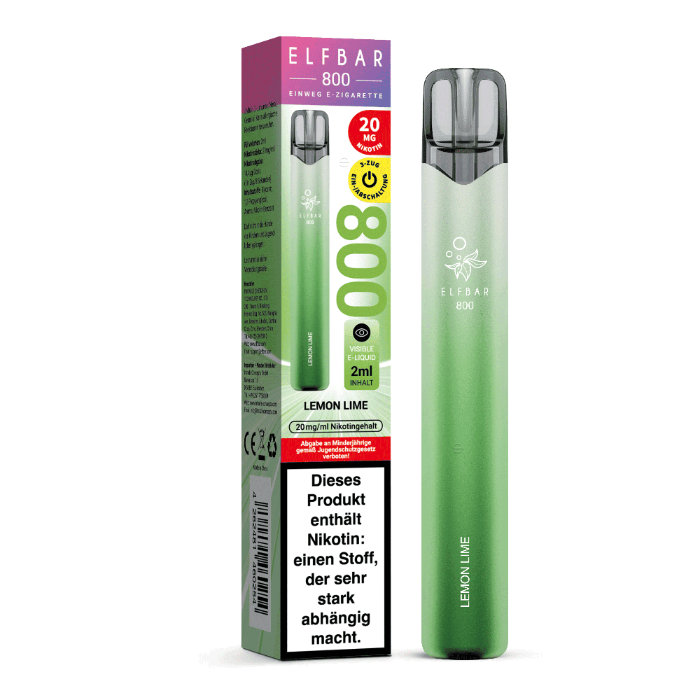 Elfbar 800 Einweg E-Zigarette - Lemon Lime - 20mg