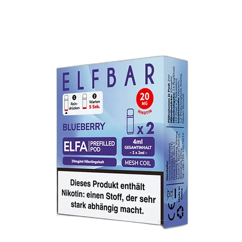 2x Elfbar Elfa Einweg Pod - Blueberry - 20mg Nikotinsalz 2ml