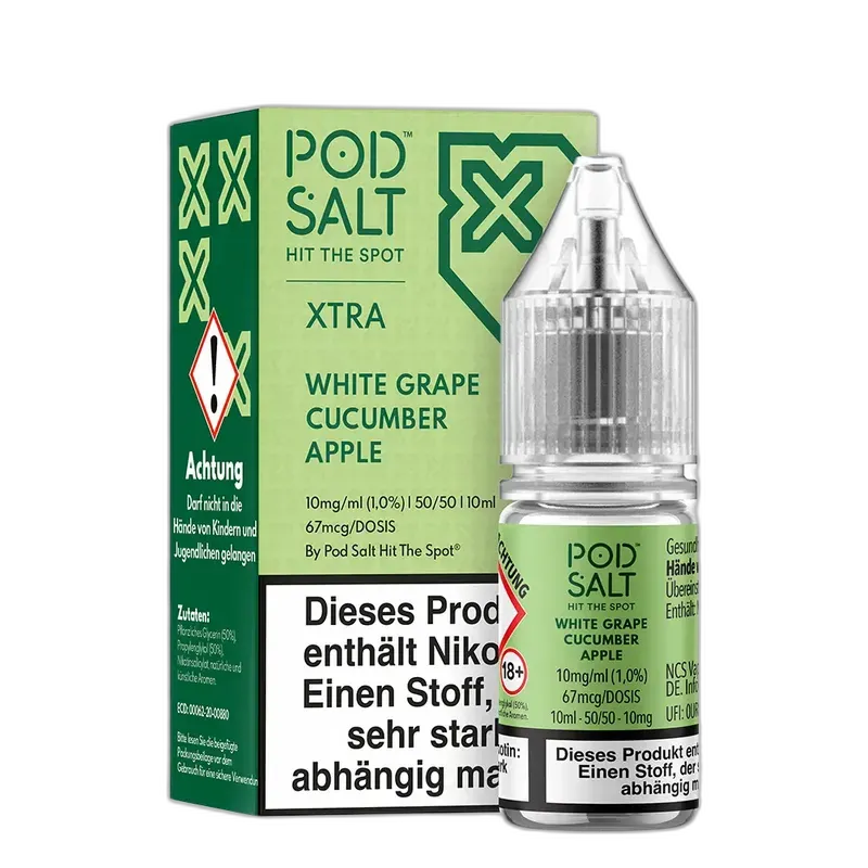 Pod Salt Xtra Nikotinsalz - White Grape Cucumber Apple - 10ml Liquid 10mg