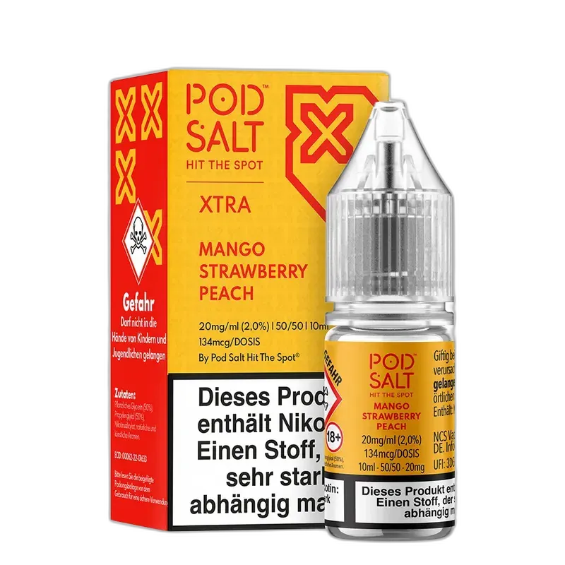 Pod Salt Xtra Nikotinsalz - Mango Strawberry Peach - 10ml Liquid 20mg