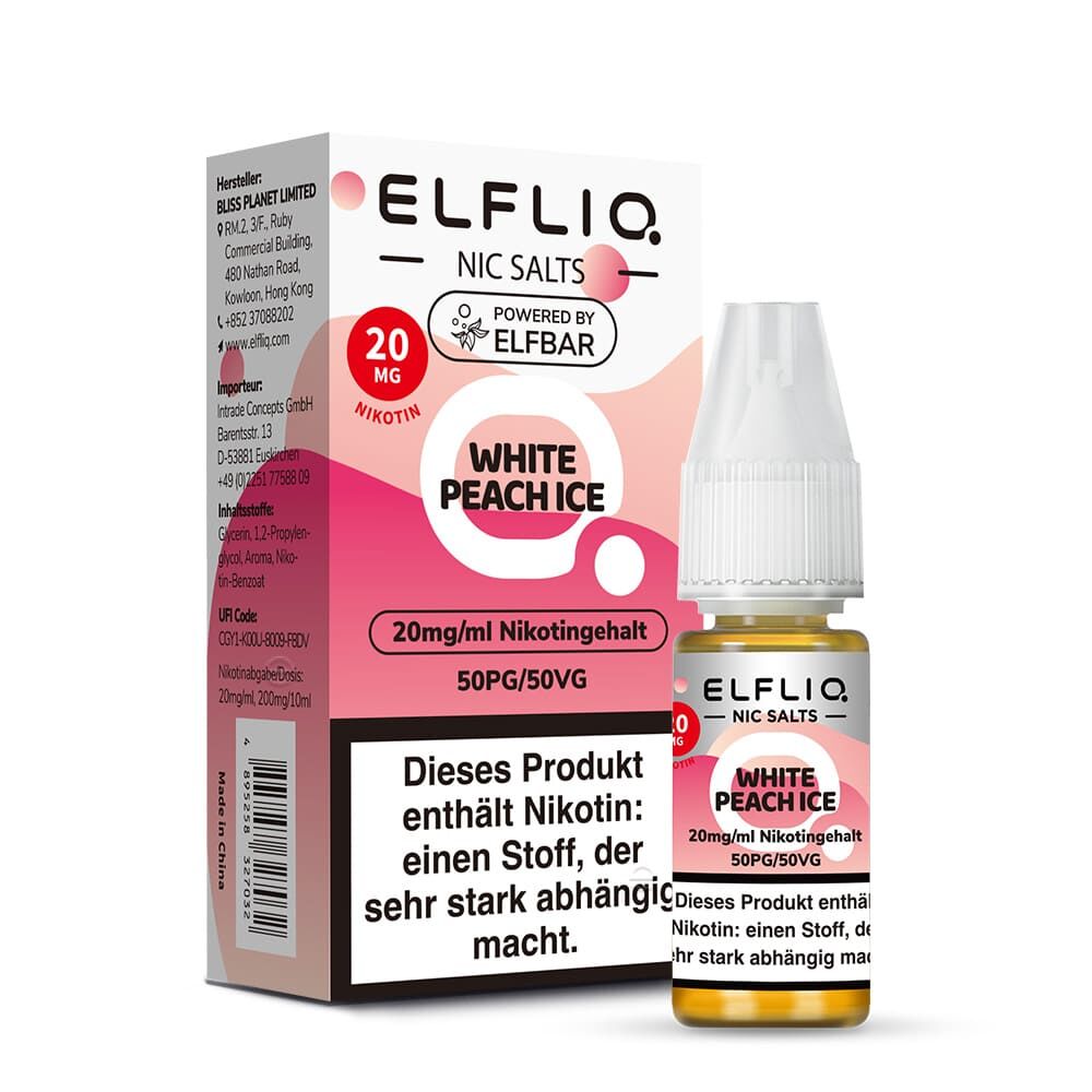 Elfliq by Elfbar Nikotinsalz - White Peach Ice - Liquid 20mg 10ml