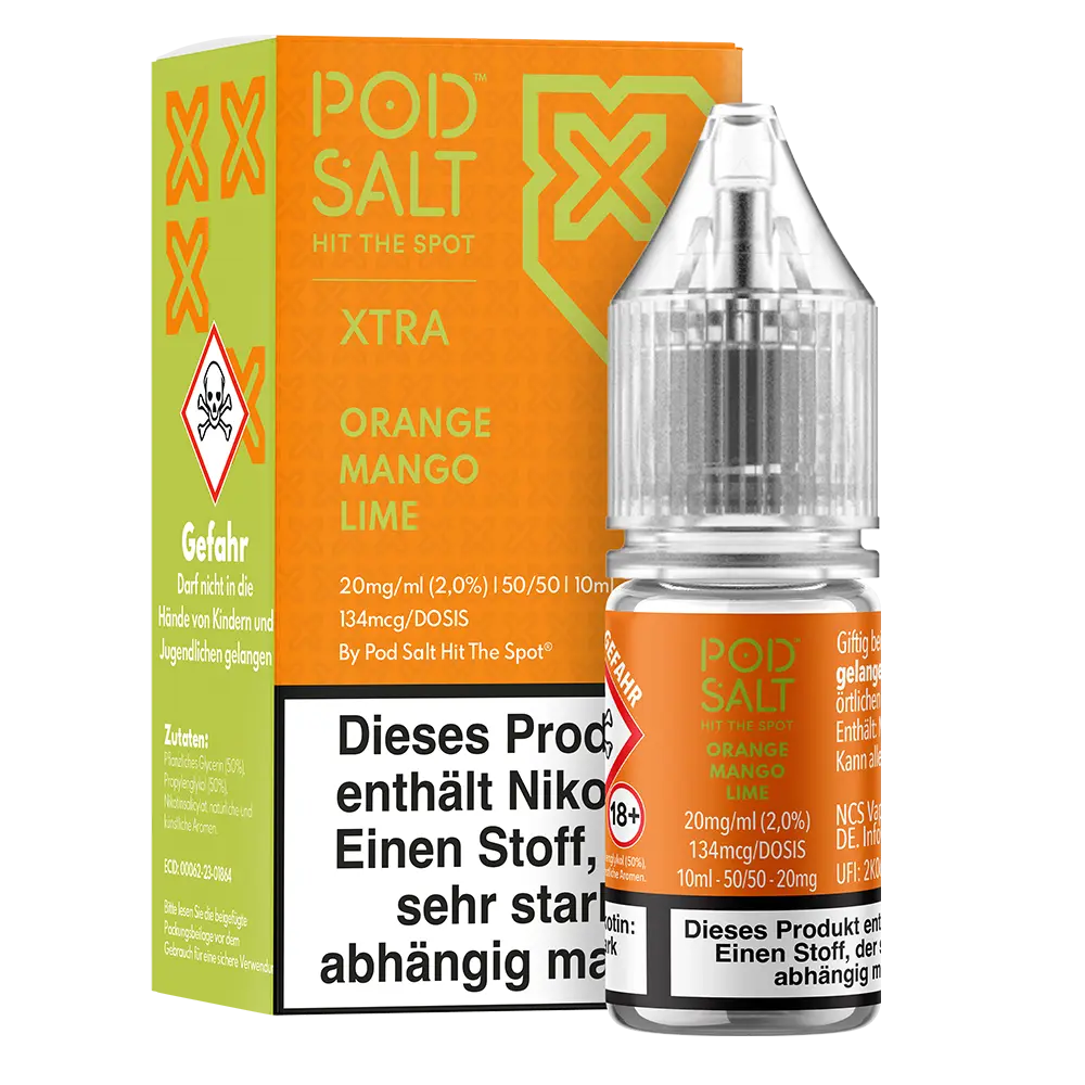 Pod Salt Xtra Nikotinsalz - Orange Mango Lime - Liquid 20mg 10ml