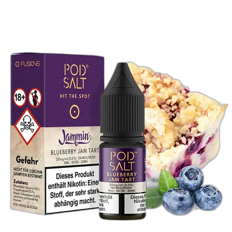 Pod Salt Fusion - Blueberry Jam Tart - 10ml Liquid 20mg Nikotinsalz Pod Salt Fusion - Blueberry Jam Tart - 10ml Liquid 20mg Nikotinsalz