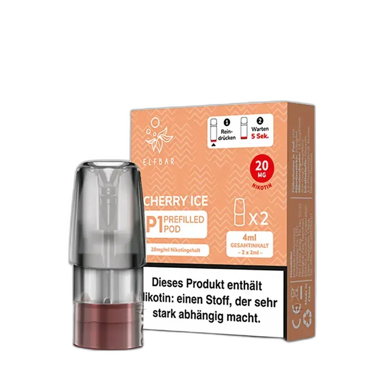 2x Elfbar Mate 500 Einweg P1 Pod - Cherry Ice - 20mg Nikotinsalz 2ml 2x Elfbar Mate 500 Einweg P1 Pod - Cherry Ice - 20mg Nikotinsalz 2ml