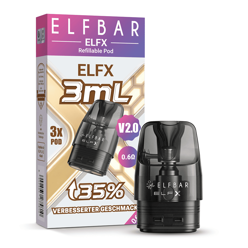 3x Elfbar ELFX V2.0 3ml Pod 0.6 Ohm (ELFX, Mini, Pro, 2)