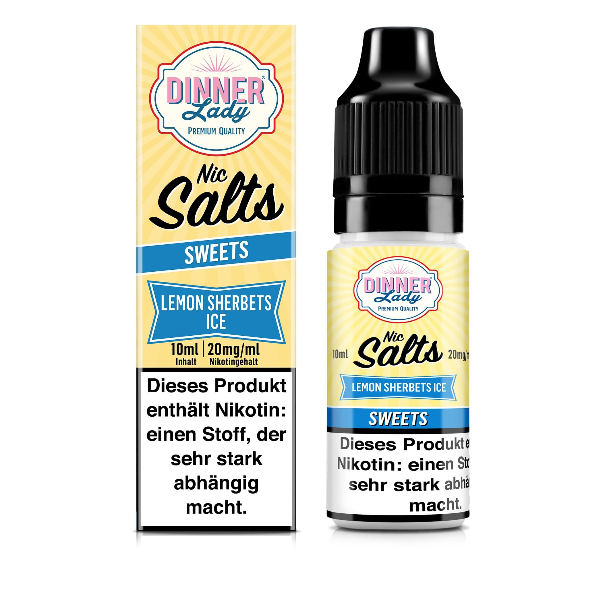 Dinner Lady Nikotinsalz - Lemon Sherbets Ice - 50/50 10ml Liquid 20mg