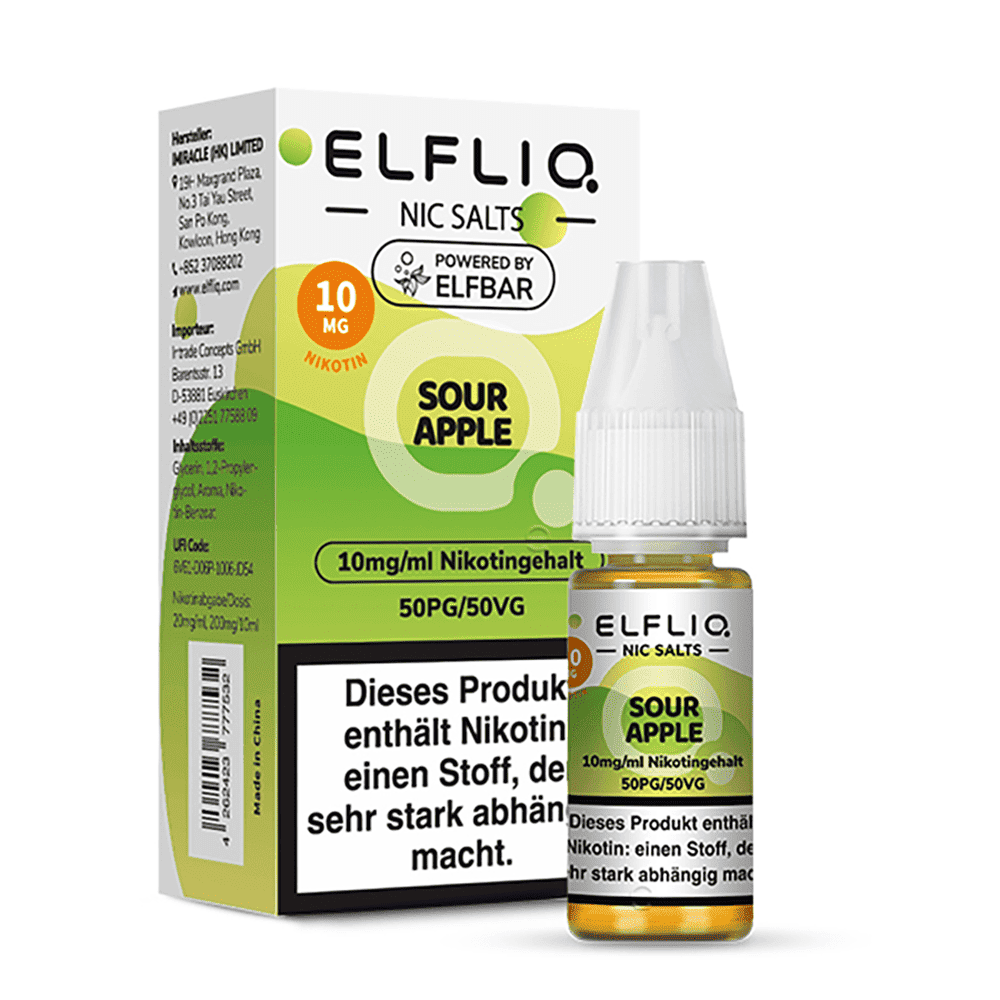 Elfliq by Elfbar Nikotinsalz - Sour Apple - Liquid 10mg 10ml
