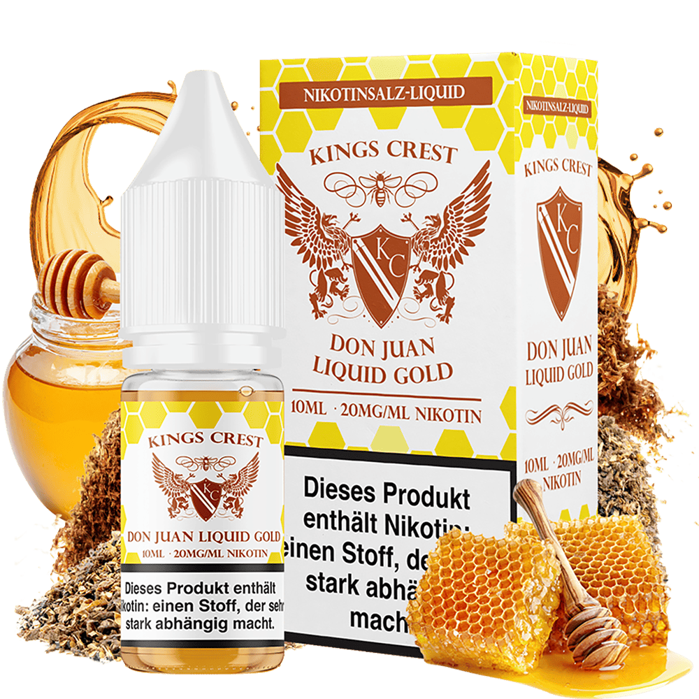 Kings Crest Nikotinsalz - Don Juan Liquid Gold - 10ml Liquid 20mg Kings Crest Nikotinsalz - Don Juan Liquid Gold - 10ml Liquid 20mg