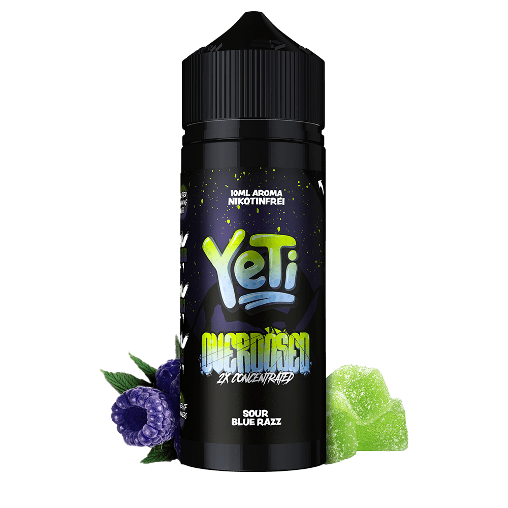 Yeti Longfill - Sour Blue Razz - Overdosed 10ml Aroma in 120ml Flasche