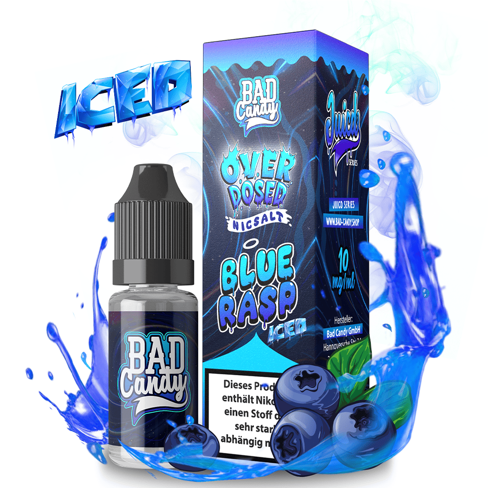 Bad Candy Nikotinsalz - Blue Rasp Iced - Overdosed 10ml Liquid 20mg Bad Candy Nikotinsalz - Blue Rasp Iced - Overdosed 10ml Liquid 20mg