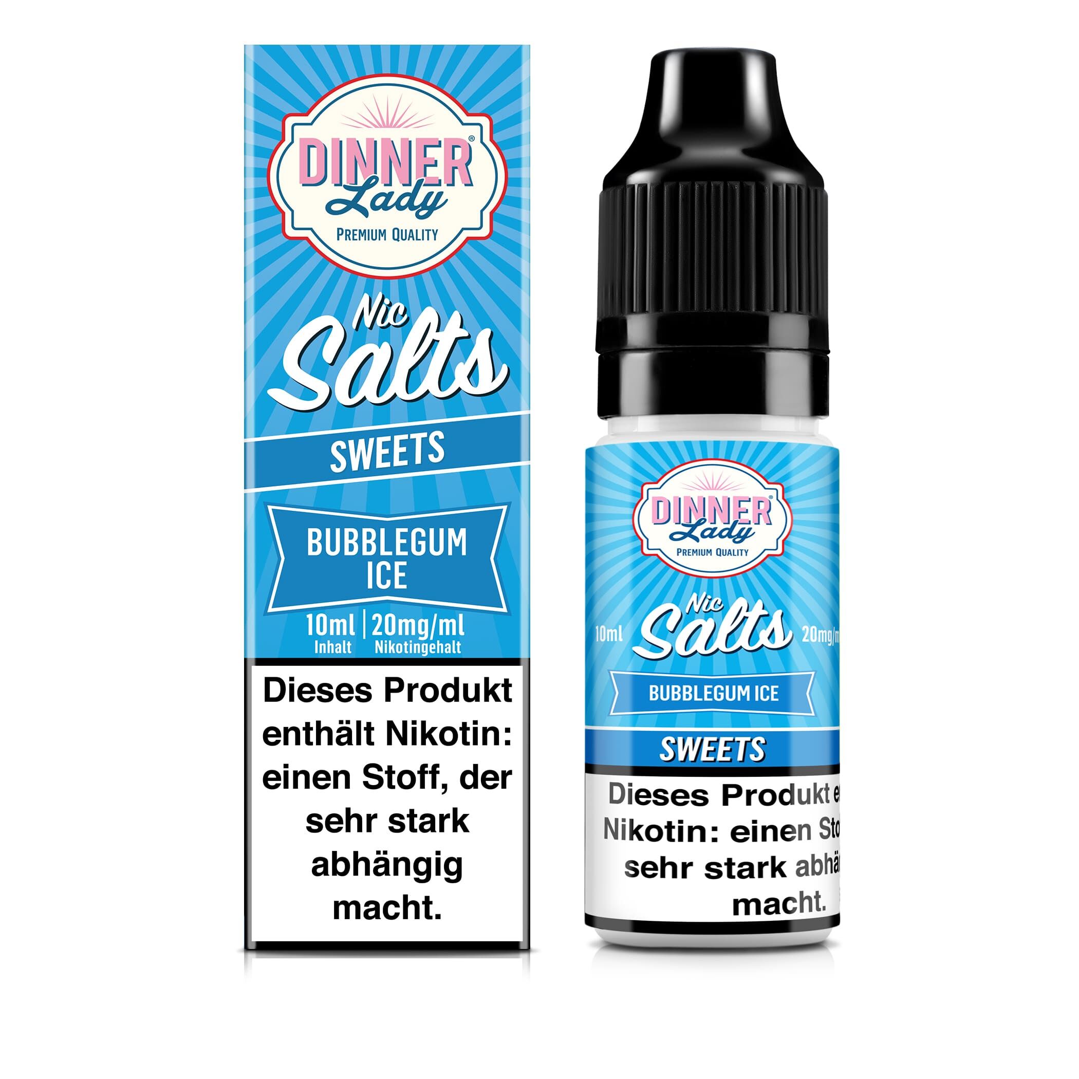 Dinner Lady Nikotinsalz - Bubblegum Ice - 50/50 10ml Liquid 20mg