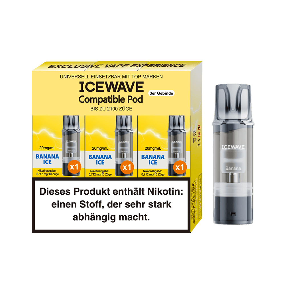 3x Icewave Einweg Pod - Banana Ice - 20mg Nikotinsalz 2ml