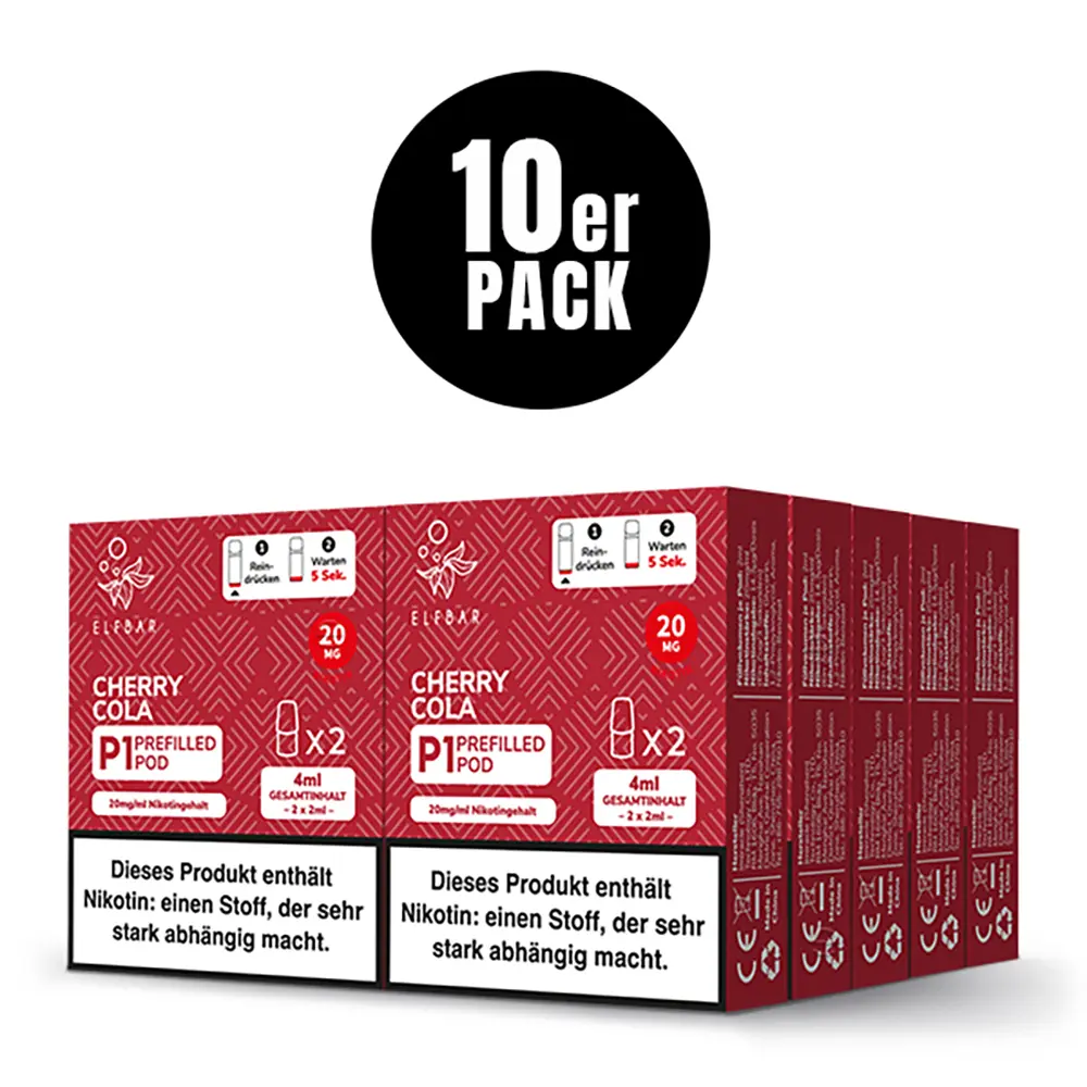 2x Elfbar Mate 500 Einweg P1 Pod - Cherry Cola  - 20mg Nikotinsalz 2ml