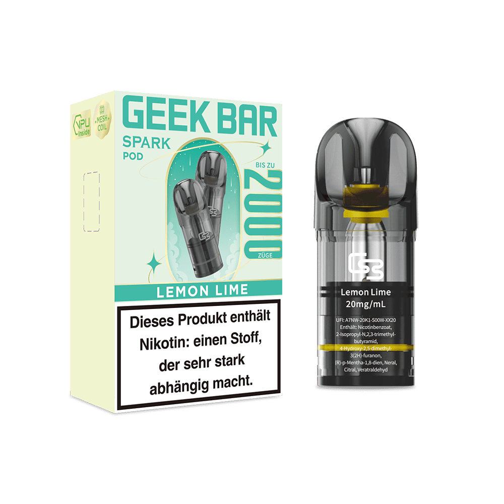 2x Geek Bar Spark Pod - Lemon Lime - 20mg Nikotinsalz 2ml