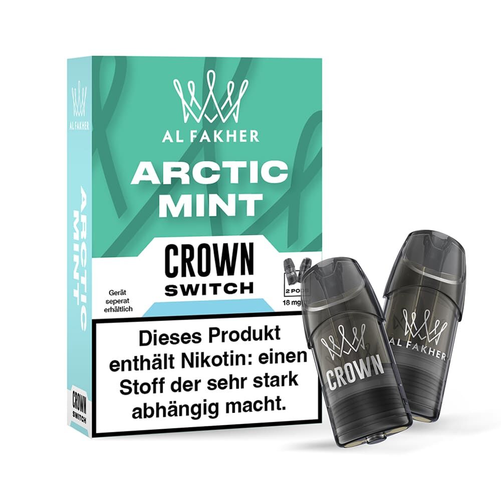 2x Al Fakher Crown Switch Einweg Pod - Arctic Mint - 18mg Nikotinsalz 2ml