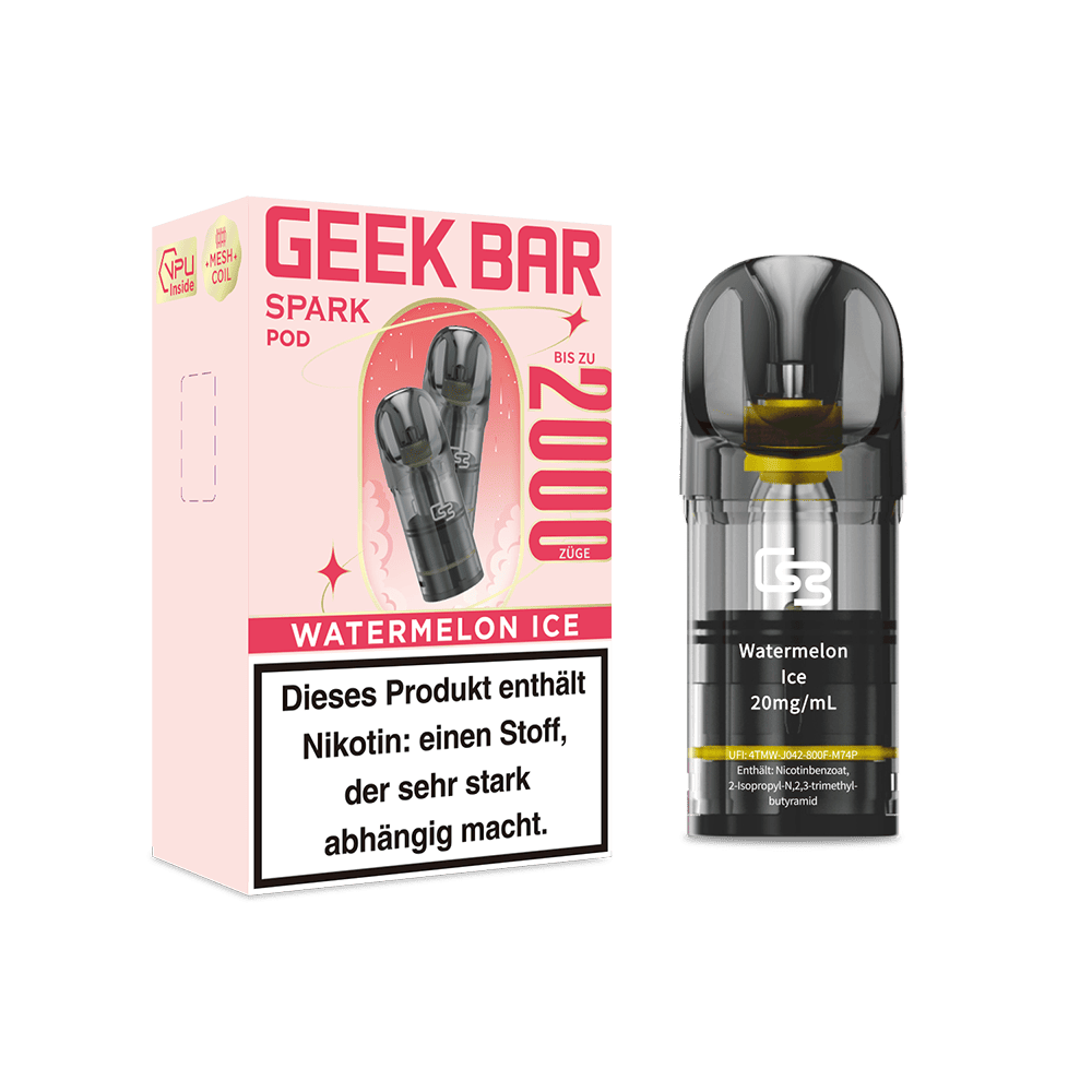 2x Geek Bar Spark Pod - Watermelon Ice - 20mg Nikotinsalz 2ml