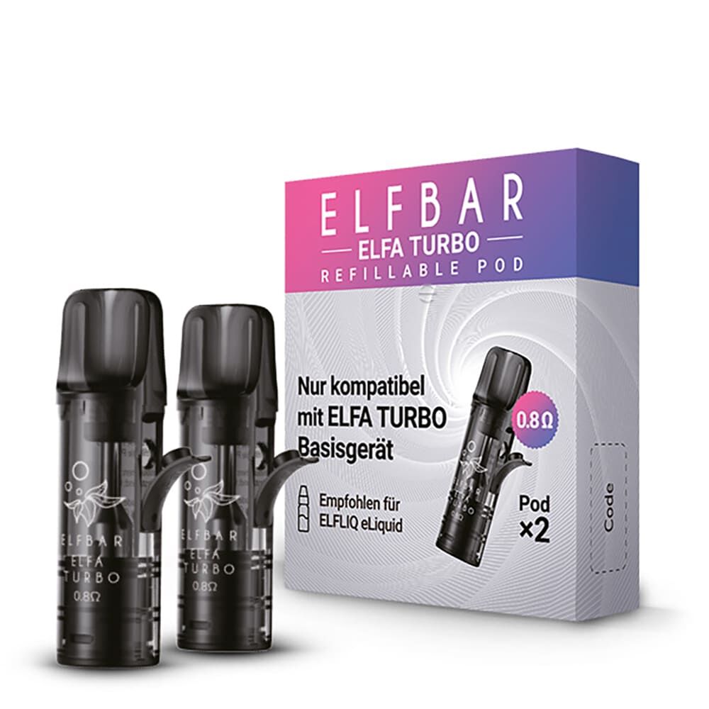 2x Elfbar Elfa Turbo Refillable Pod 0,8 Ohm 2x Elfbar Elfa Turbo Refillable Pod 0,8 Ohm