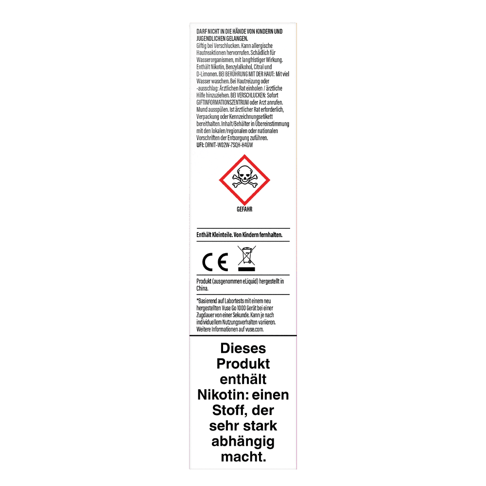 Vuse GO 1000 Lemon Berry 20mg Einweg E-Zigarette | VU5812 Vuse GO 1000 Lemon Berry 20mg Einweg E-Zigarette | VU5812