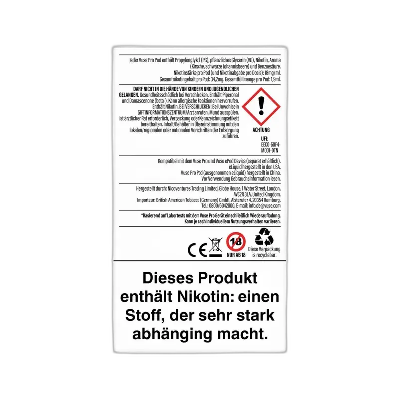 Vuse Pro Caps 2er Dark Cherry Nic Salts 18mg