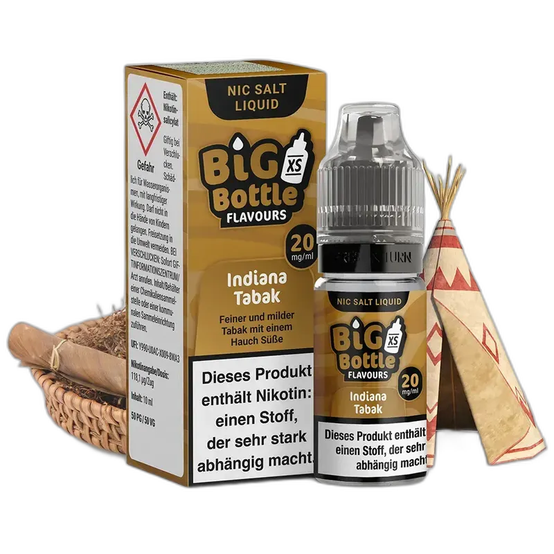 Big Bottle Flavours - Indiana Tabak - 10ml 20mg Nikotinsalz