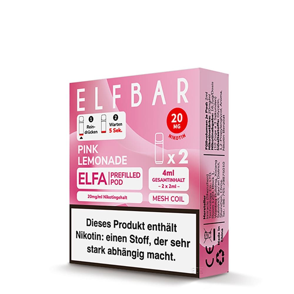 2x Elfbar Elfa Einweg Pod - Pink Lemonade - 20mg Nikotinsalz 2ml