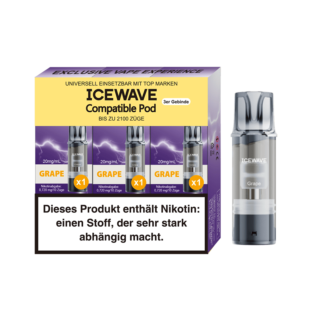 3x Icewave Einweg Pod - Grape - 20mg Nikotinsalz 2ml
