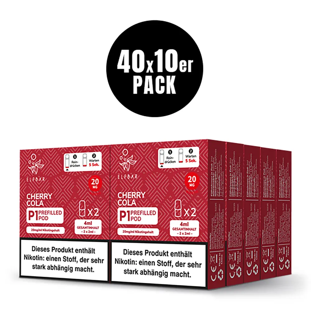 2x Elfbar Mate 500 Einweg P1 Pod - Cherry Cola  - 20mg Nikotinsalz 2ml