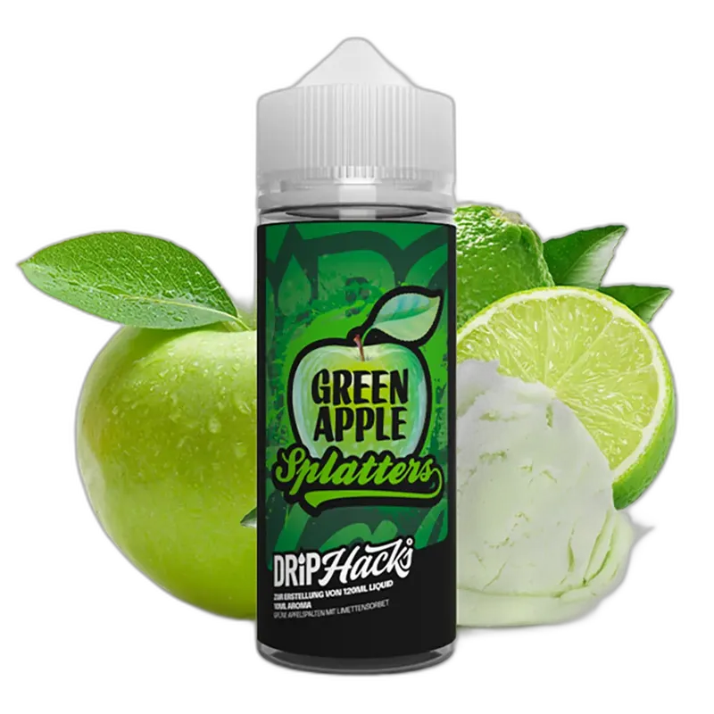Drip Hacks Longfill - Green Apple Splatters - 10ml Aroma in 120ml Flasche