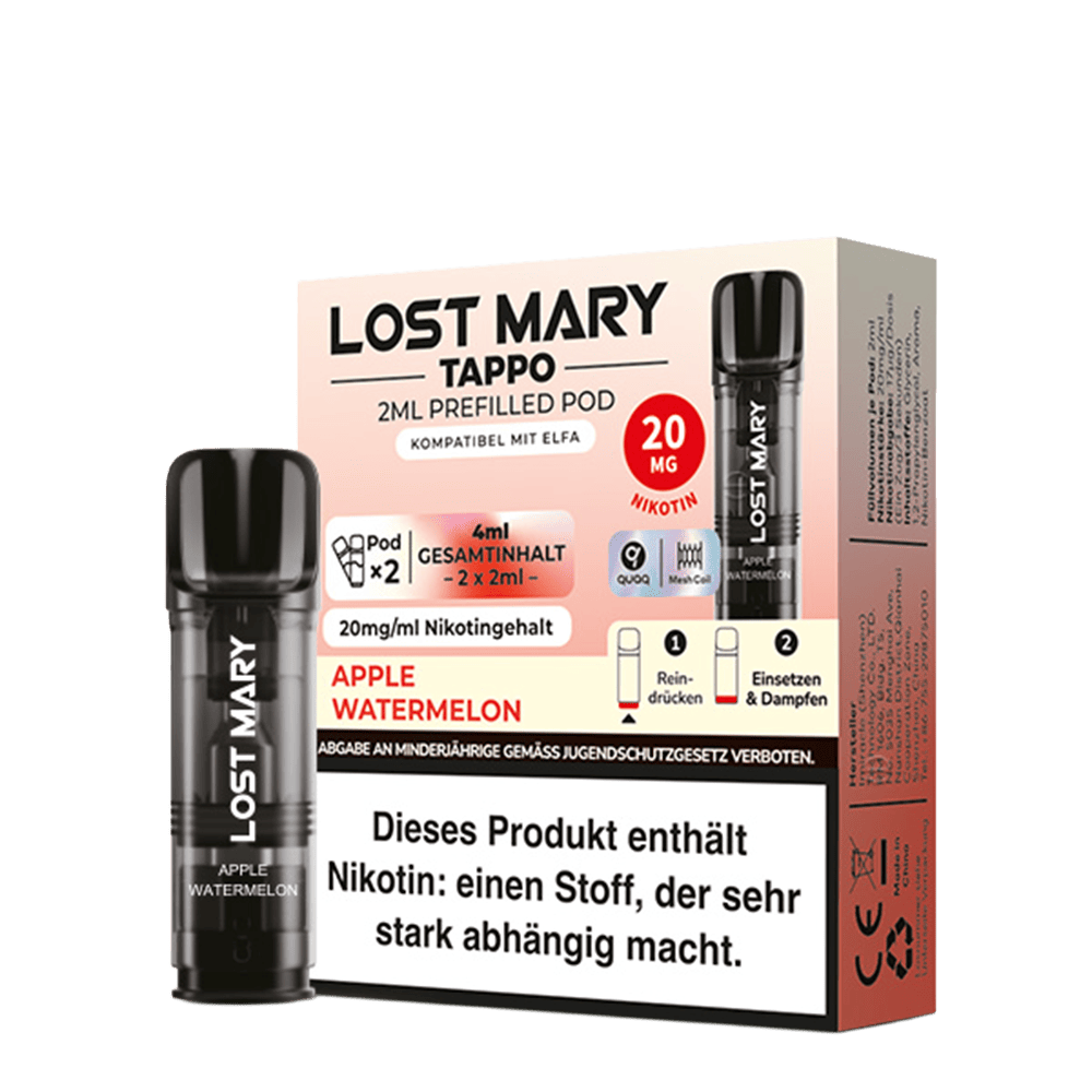 2x Lost Mary Tappo Einweg Pod - Apple Watermelon - 20mg Nikotinsalz 2ml