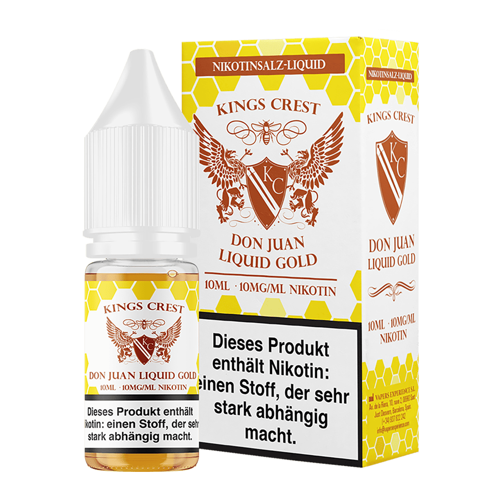 Kings Crest Nikotinsalz - Don Juan Liquid Gold - 10ml Liquid 10mg Kings Crest Nikotinsalz - Don Juan Liquid Gold - 10ml Liquid 10mg