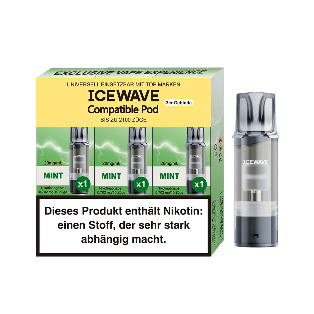 3x Icewave Einweg Pod - Mint - 20mg Nikotinsalz 2ml