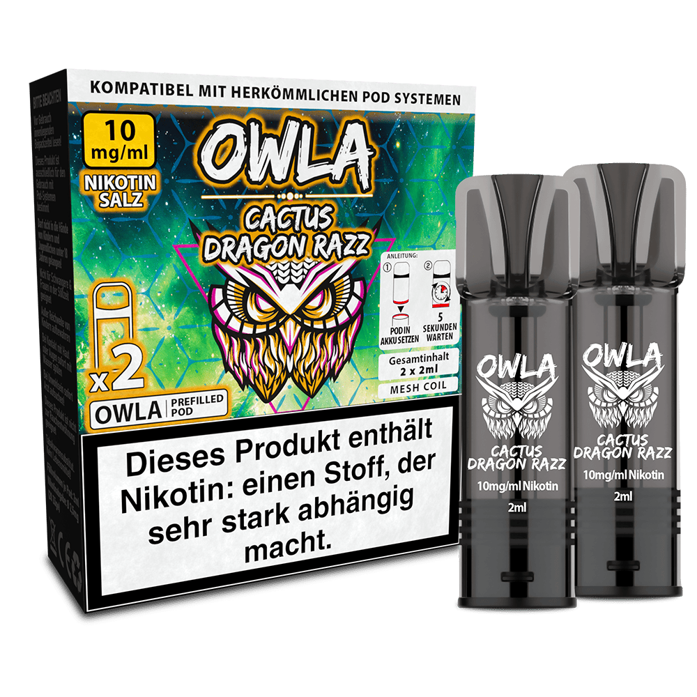 2x OWLA Einweg Pod - Cactus Dragon Razz - 10mg Nikotinsalz 2ml