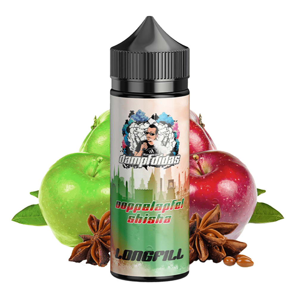 Dampfdidas Longfill - Doppelapfel Shisha - 10ml Aroma in 120ml Flasche