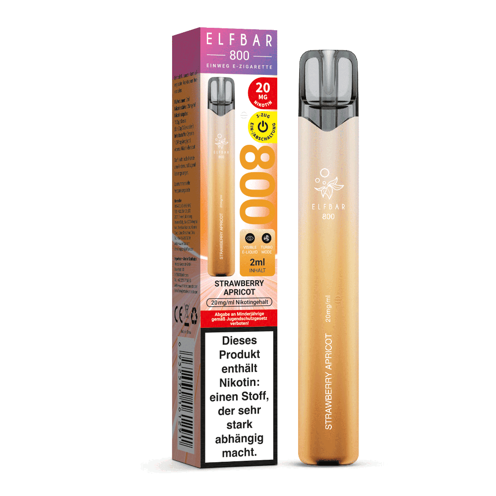 Elfbar 800 Einweg E-Zigarette - Strawberry Apricot - 20mg