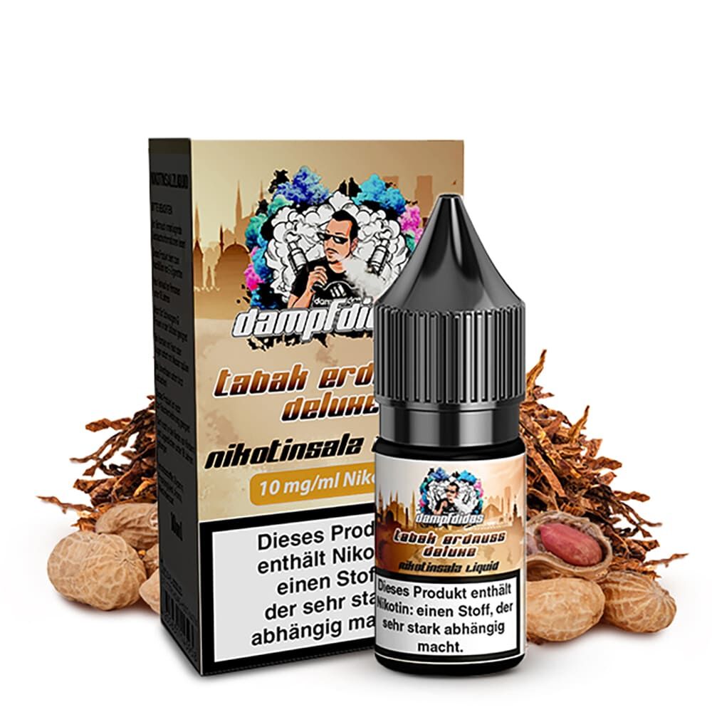 Dampfdidas Nikotinsalz - Tabak Erdnuss Deluxe - 10ml Liquid 10mg