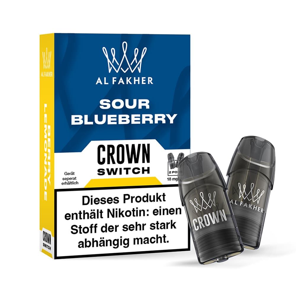2x Al Fakher Crown Switch Einweg Pod - Sour Blueberry - 18mg Nikotinsalz 2ml