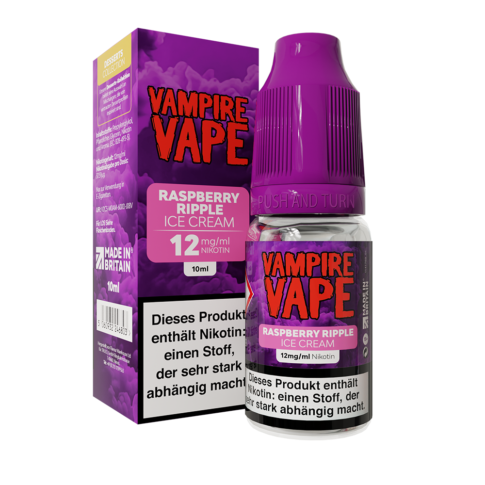 Vampire Vape Raspberry Ripple Ice Cream Liquid 10ml 12mg Vampire Vape Raspberry Ripple Ice Cream Liquid 10ml 12mg