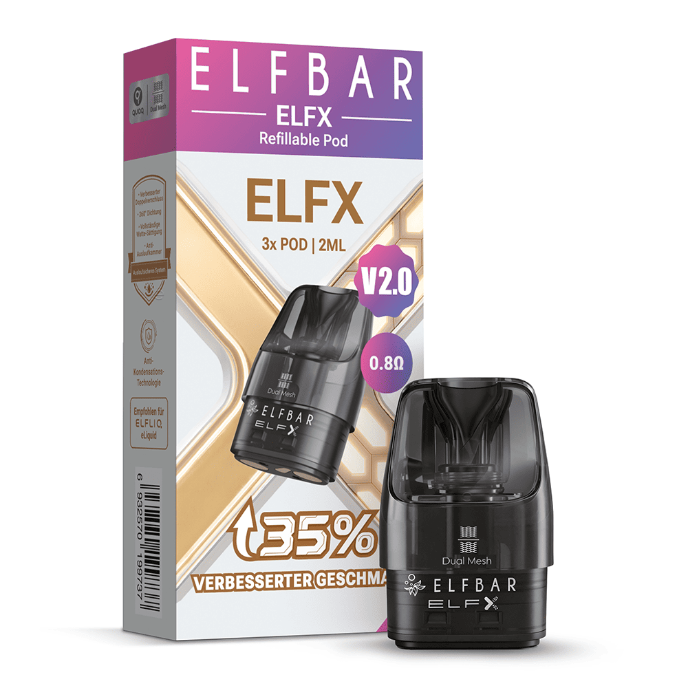 3x Elfbar ELFX V2.0 2ml Pod 0.8 Ohm (ELFX Mini)