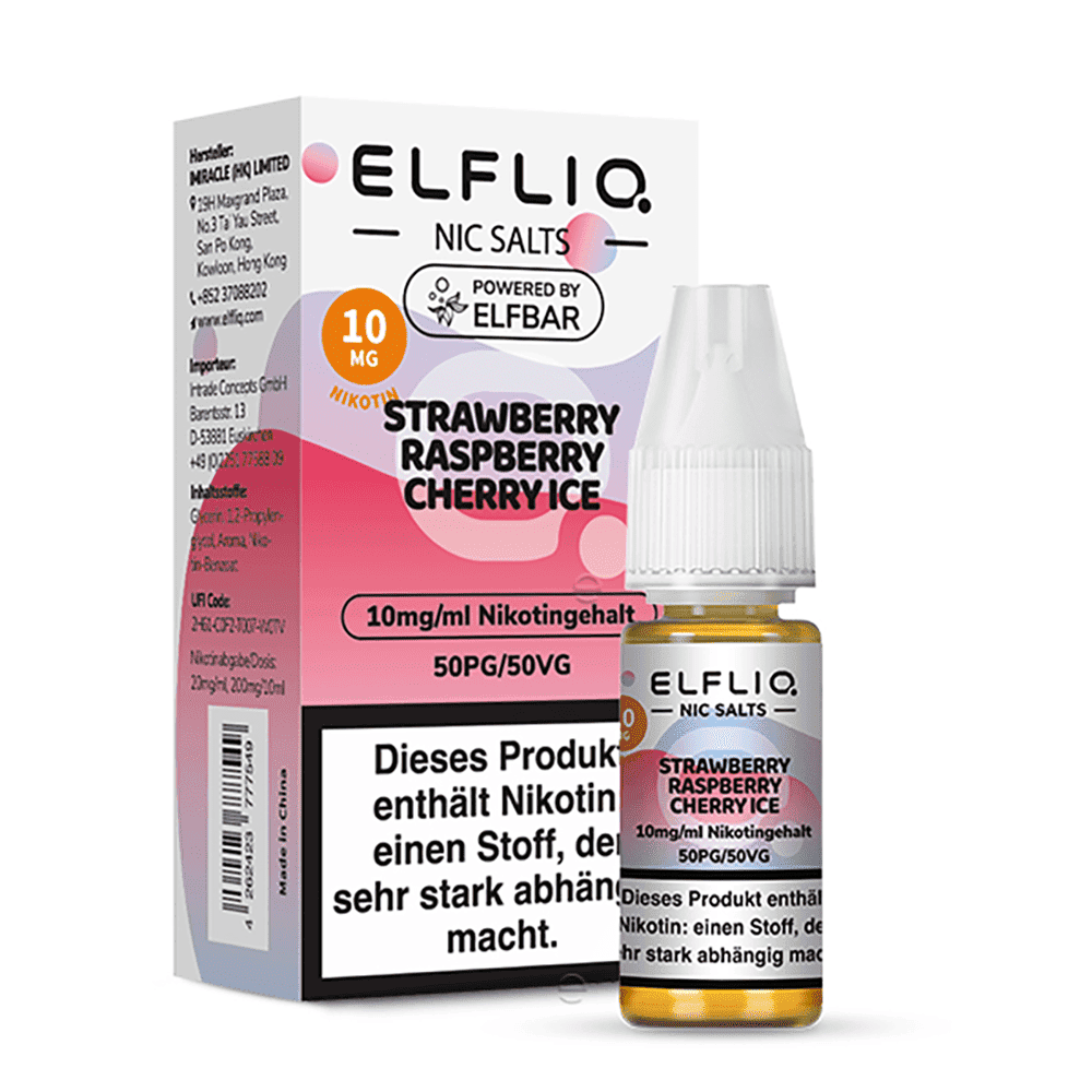 Elfliq by Elfbar Nikotinsalz - Strawberry Raspberry Cherry Ice - Liquid 10mg 10ml