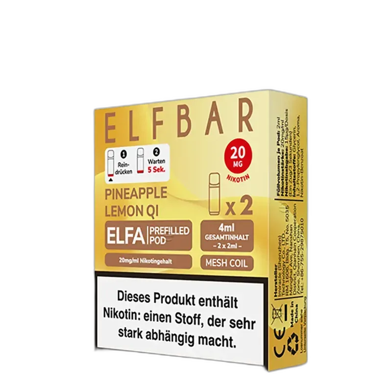 2x Elfbar Elfa Einweg Pod - Pineapple Lemon Qi - 20mg Nikotinsalz 2ml