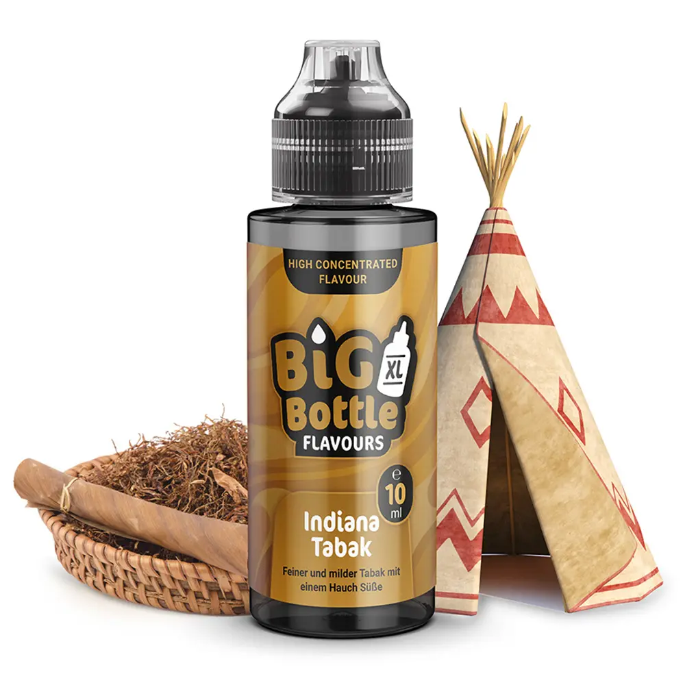 Big Bottle Flavours Longfill - Indiana Tabak - 10ml Aroma in 120ml Flasche