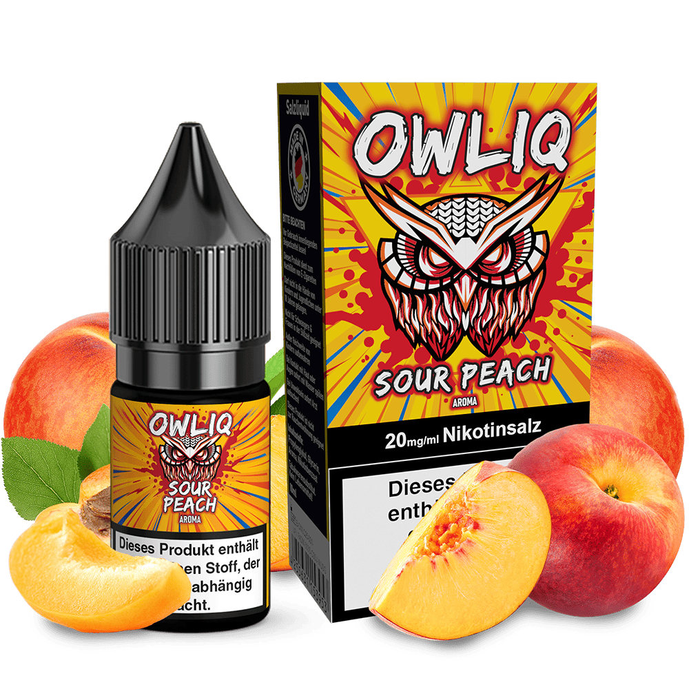 OWLIQ Nikotinsalz - Sour Peach - 10ml Liquid 20mg OWLIQ Nikotinsalz - Sour Peach - 10ml Liquid 20mg